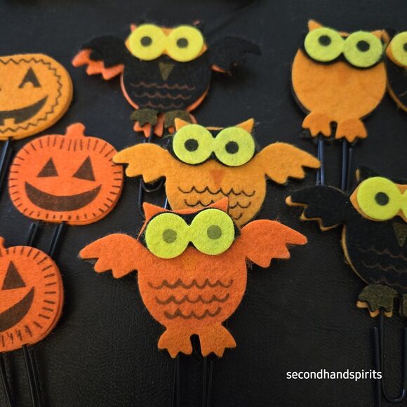 Halloween Owl Pumpkin  Paperclip Bookmark School Office Supply Set of 9 - Picture 3 of 5